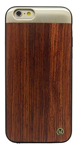 Uunique Rose Wood Hard Shell Case with Brushed Metal Plate for iPhone 6/6S - Brown
