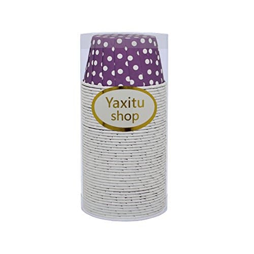 Yaxitu 50Pcs Wave Point Paper Cake Cup Cupcake Cases Liners Muffin Kitchen Baking Wedding Party Cake Baking Cup (Purple)