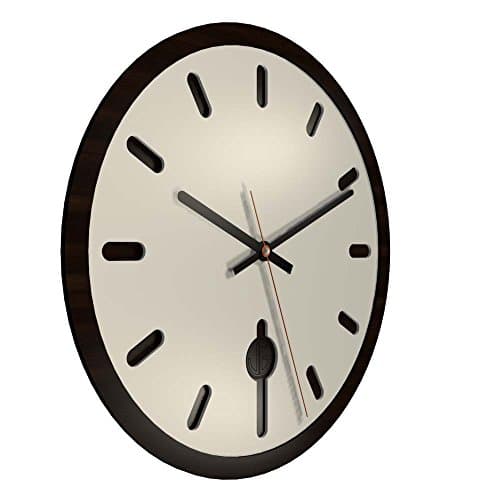 UG CLOCK Design Wooden Wall Clock 12-inches White and Brown Non Ticking Quiet Sweep Decorative Modern Clocks Code 008W