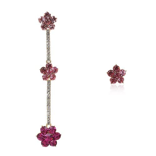 Large Drop and Stud Style Swarovski Crystal Earrings. Available in Amethyst, Clear, Fuchsia and Topaz. 14K Gold or Silver Rhodium Plated
