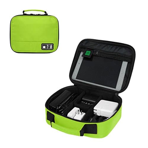 Visenta Electronics Accessories Organizer Bag Travel Portable Case for Cable,Hard Drives,USB Charger,Phone,Charging Cords (HIGH - green)