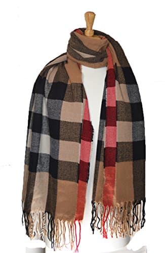 Luxury high quality large Thick check scarf shawl Brown
