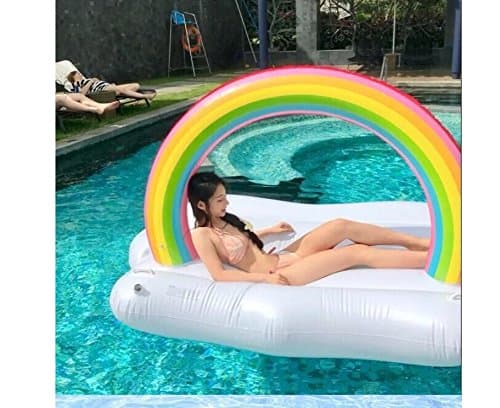 Giant Inflatable Rainbow White Clouds, Inflatable Floating Row, Cabell Swimming Pool Inflatable Seat, PVC Inflatable Floating Bed, Island Swimming Pool Air Mattress - Water Inflatable Toy (240 * 145*145cm,)