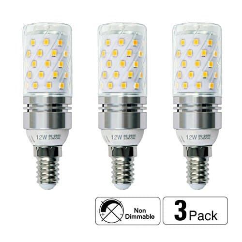 HzSane E14 LED Corn Bulbs 12W, 100W Incandescent Bulbs Equivalent, 3000K Warm White Candelabra E14 SES Bulbs, 1200Lm, Small Edison Screw LED Light Bulbs, Non-Dimmable, 3-Pack