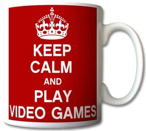 Keep Calm and Play Video Games Mug Cup Gift Retro