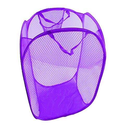 MYNC - Foldable Pop Up Mesh Washing Laundry Basket Bag Bin Hamper Toy Tidy Storage Organiser Organizer (Purple)