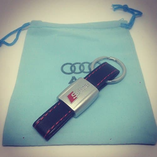 AUDI SLINE LEATHER KEY RING KEYRING + FINELY STITCHED BEST ON THE MARKET