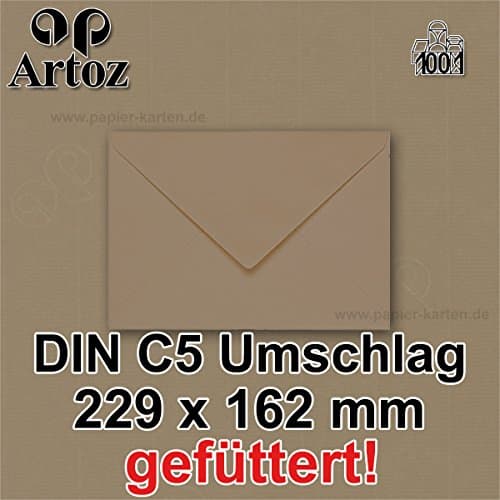 Artoz 1001 °C5 Envelopes Lined – 100 g/m²/Action 2016/Parent 50 Pieces 586 - Taupe