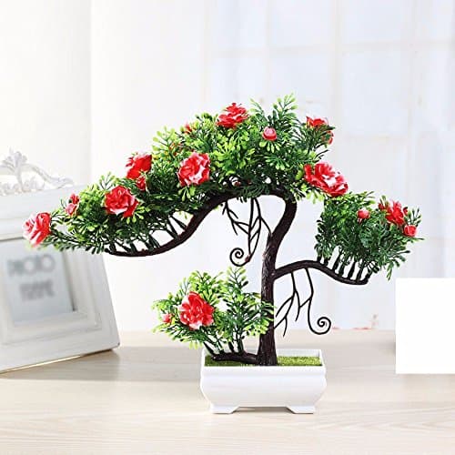 GBHNJ Artificial Flower Gift Gala Coffee Table Simulation Desk Potted Plants Decoration Plant Plastic Jasmine Red