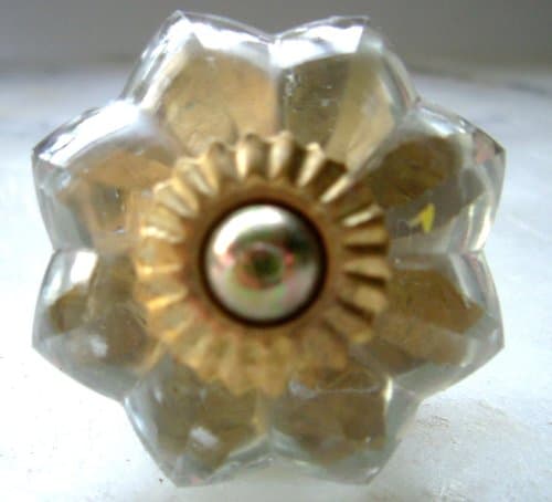 Flower shaped cut glass drawer &amp; cupboard knobs