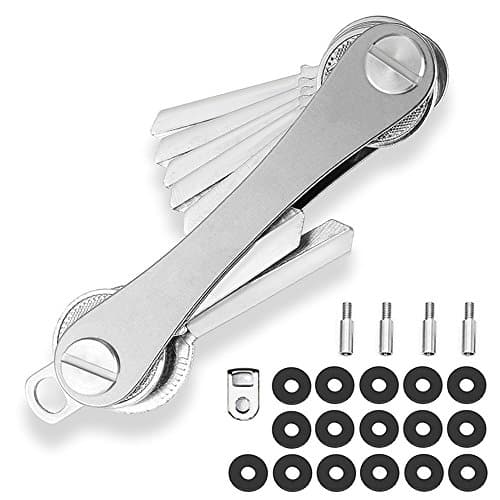 Compact Key Holder Best Smart Holder Extended Keychain Organizer Made of Lightweight Aluminum Alloy Holds 2-24 Keys Premium Quality (Silver)