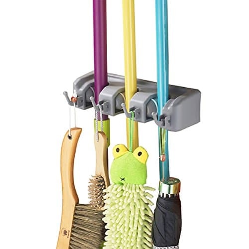 Mop and Broom Holder Organizer 3 position with 4 hooks garage storage Holds up to 7 Tools Wall Mounted Organizer ITTAHO