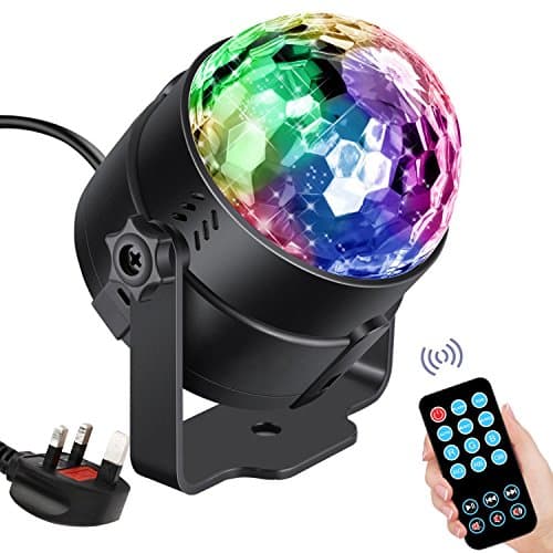Disco DJ Glitter Balls Party Stage Light - Leoker Projector Strobe Lighting Effects 7 RGB Colors Mini Mirror Rotating LED Bulbs for Kids Toys Birthday Gifts Children Holiday Night Club Dance Lamps Karaoke Bar House Bedroom Garden Wedding Celebration Decor Lights Show (with Remote)