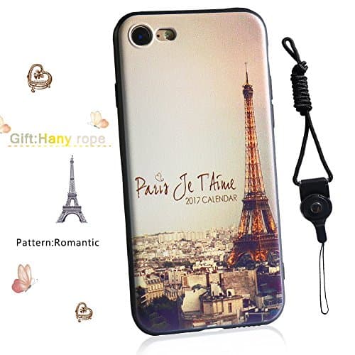 Iphone 7 case-XIN HUA Innovative black edge TPU 3D relief painted cell phone shell, suitable for Apple 7 / 7plus--Model: Romantic（Products include: explosion-proof membrane, mobile phone ring bracket, dust plug, lanyard） (For iphone 7, Romantic)