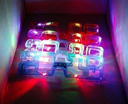 URChic 5Pcs Assorted Colors 2018 New Year LED Glow Glasses Flash Glasses Toy Dance Light Up Led Flashing Flasses Halloween Christmas Birthday Party Eyewear Decoration