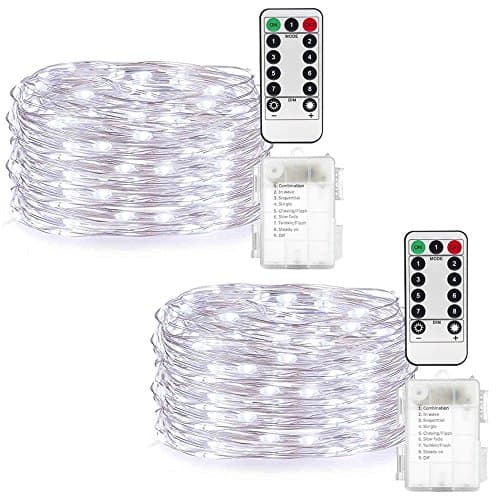 2 Pack Fairy String Lights Anmete Battery Operated Waterproof 8 Modes Twinkling 50 LED bottle Lights 16ft/5m Copper Wire Firefly Lights Remote Control for DIY Wedding Festive Christmas Birthday Party