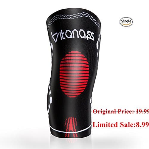 Vitanass Knee Compression Sleeve Support for Pain Relief -Perfect for Running,Jogging,Basketball,Sports-Single