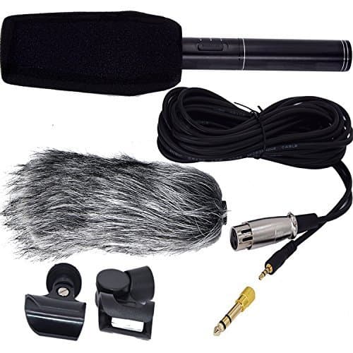 Interview Microphone HD Shotgun Recording Professional Condenser Microphone Stereo Video Mic Recorder with Artificial Fur Wind Shield for Canon Nikon Pentax Olympus Panasonic Digital SLR Camera etc