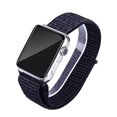 WTACC Smart Watch Band Black Men 42mm Nylon Loop Designer Replacement Strap for Apple Series 3/2/1