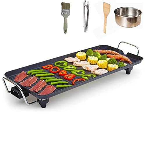 1300-Watt Electric Baking Pan, Korean Multi-Functional Electric Grill Barbecue Stove, Home Smoke-Free Non-Stick Pan Square Electric Cooker Frying Pan