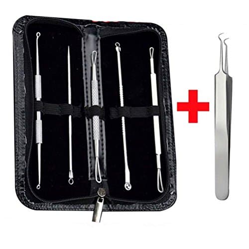 6 Pcs Blackhead Pimple Blemish Acne Come Done Remover Extractor Tool Set Kit