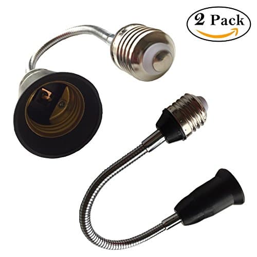 Eleidgs 2 PCS 29cm Long Flexible Goose Neck Bulb Base E27 to E27 LED Light Bulb Extension Adapte E26 to E26 Extender ( 11.4IN )