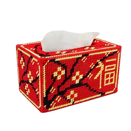 Tissue box European Personalized creative DIY home handmade tissue box (red) ( Color : A )