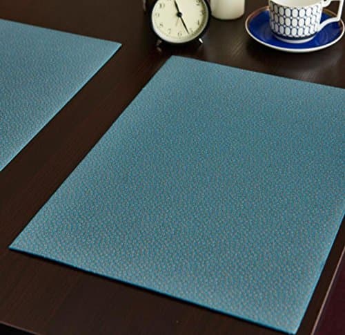 X&amp;L Western-style dining table decorative plate pad imitation leather table mats Continental thick dining table mat waterproof PVC for home hotel restaurant party , marina blue