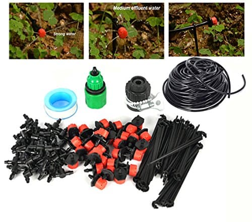 FHD DIY Auto/Manual Micro Drip Irrigation System Dripper Sprinkler Plant Irrigation Kit Irrigation Pipe, Irrigation Spray for Flower, Lawn, Patio, Garden Greenhouse Plants 65FT/82FT Garden Hose(65FT)