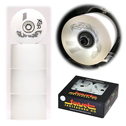2017 Sunset Skateboards 65mm Longboard LED Light-Up Wheels Set with ABEC-7 Carbon Steel Bearings (4-Pack)
