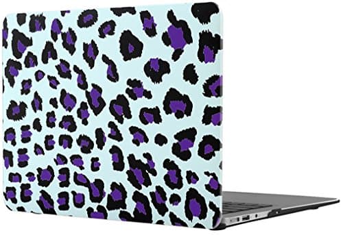 Topideal Rubber Coated Matte Hard Shell Case Cover for 11-Inch MacBook Air 11.6" (A1370 and A1465)- Black/Purple Leopard