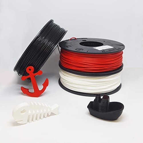 3D Printer Filament Pack PLA CHROMATIK 3 x 250g by DAGOMA | 1.75mm diameter, suitable for any 3D printer, heated bed not required - Black, White and Fire Red