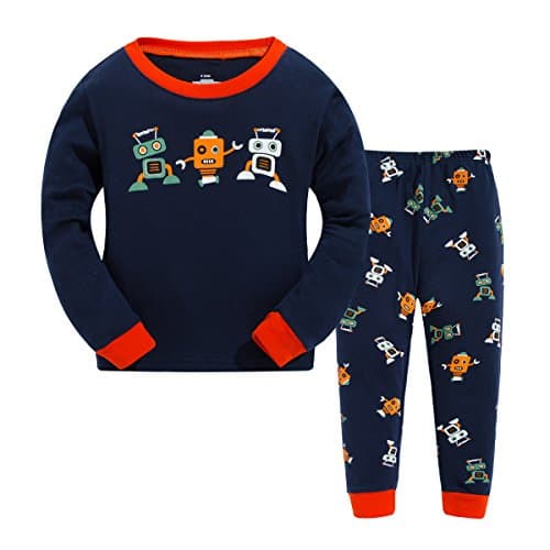 Boys Cotton Long Sleeve PJs Sets Robot 2 Piece Pyjamas Nightwear Sleepwear 5-6 Years