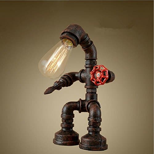 WSND American Retro Creative Decorative Table lamp Bedroom Bedside light Living Room Office Water pipes Table light , A