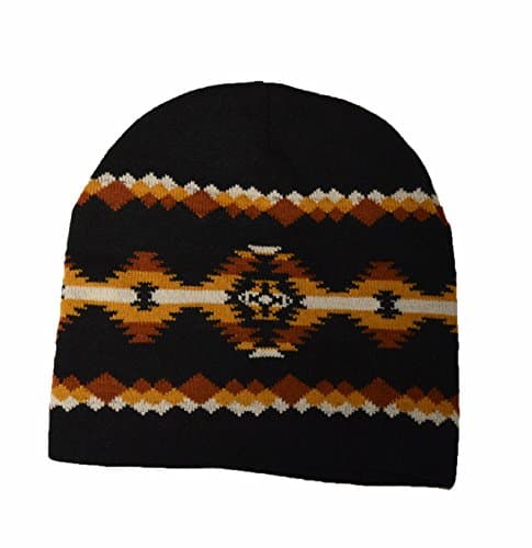 KGM Accessories Hand crafted Native American Indian pattern beanie hat (Black)