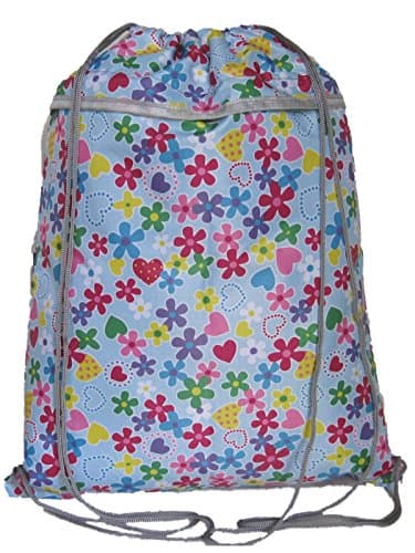 Pretty Drawstring Shoe Bag (multicolour hearts On Pale Blue)