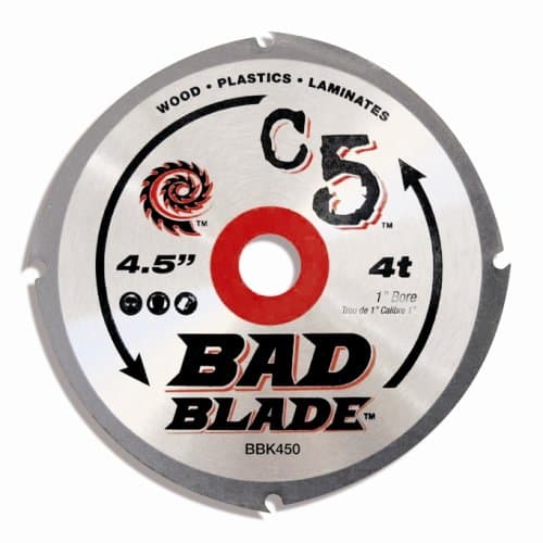 KwikTool USA BBK450 C5 Bad Blade 4-1/2-Inch 4 Tooth With 1-Inch Arbor And 7/8-Inch, 5/8-Inch, 20mm Reduction Rings