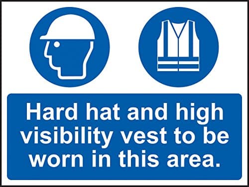 Hard hat and high visibility vest must be worn in this area Correx 600 x 450mm correx sign