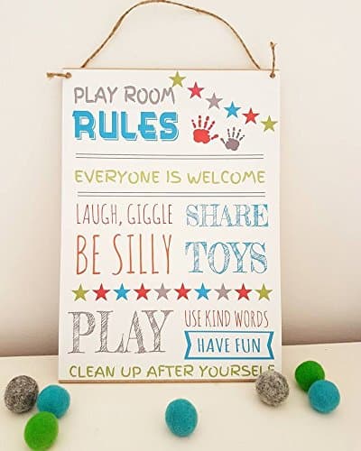 Play Room Rules A4 Wooden Plaque (Boy)