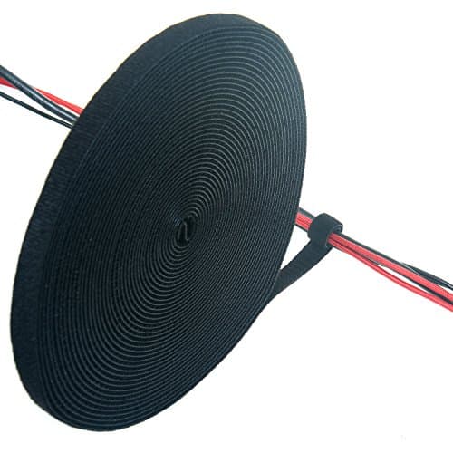 TUKA Cable Tie 25M x 15mm Reusable Cuttable, Cords Tidy Wrap Tape, Easy Fastening Wire Organizer Cable Tidy, self-gripping Cable Management Wrap Tape Hook & Loop Straps, TKB5015 Black