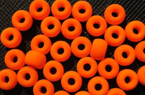 25 pcs Czech Glass Pressed Beads ESTRELA NEON (UV Active) Bagel 7x5 mm Orange