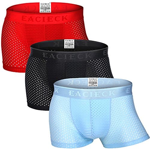 FZmix Men's Boxer Briefs,Underwear Trunks Thin Mesh Breathable Basic Boxers Shorts Underpants Plus Size Panties 3 Pcs