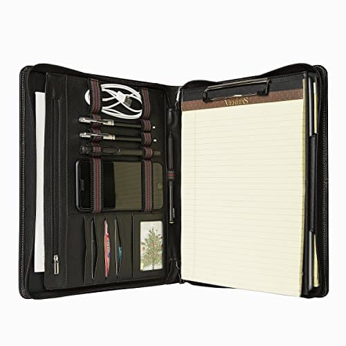 A4 Paper Document Padfolio Organizer Genuine Goatskin Leather Compact Portfolio Case Bag for Microsoft Surface Pro 3/4/New