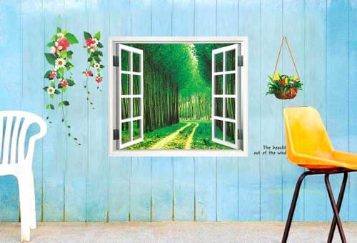 3D Forest View Window Wall Stickers Paper Art Decoration