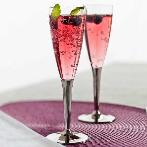 Sabert 100 Disposable Plastic Champagne Flutes with Silver Stem