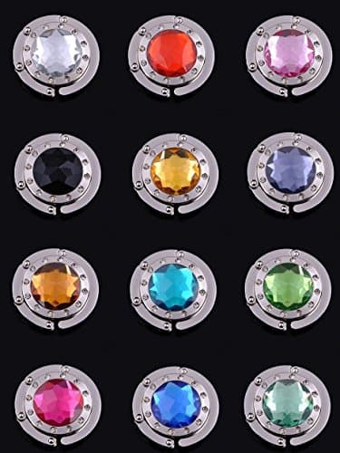 Heelinna 12Pcs Colorful Diamond Foldable Section Table Handbag Hook Bag Hanger Holder(Random Color)