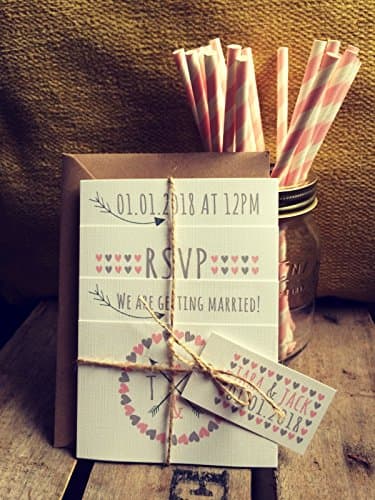 Photo Set Wedding Invitations - Rustic Wedding Invites with Matching Envelopes - Rustic Wedding Invitation Set - Personalised Rustic Wedding Invitations. Save The Date Cards are Available for this Set (50)