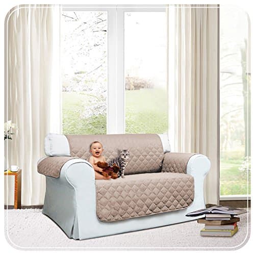 Water Resistant Deep Pile Quilted Sofa Chair Pet Protector Settee Cover / Thow 1 , 2 &amp; 3 Seater - 3 Colours (3 Seater, Beige)