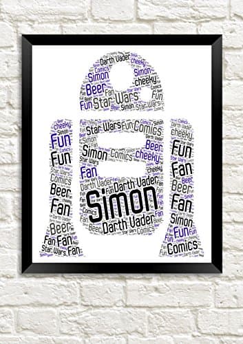 PERSONALISED Robot Star Wars Word Art Wall Print Gift Idea Christmas - A4 Print - Unframed - Word Cloud