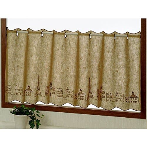 Cafe curtain Eiffel Paris skyline 120 ~ 45cm beige